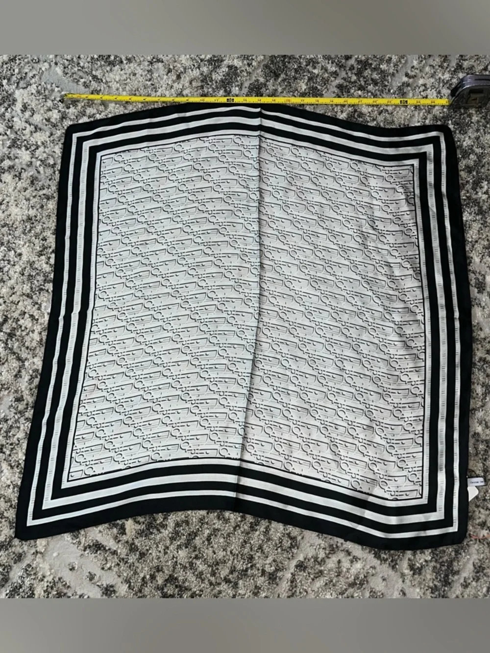 Dior Black and White Logo Silk Scarf